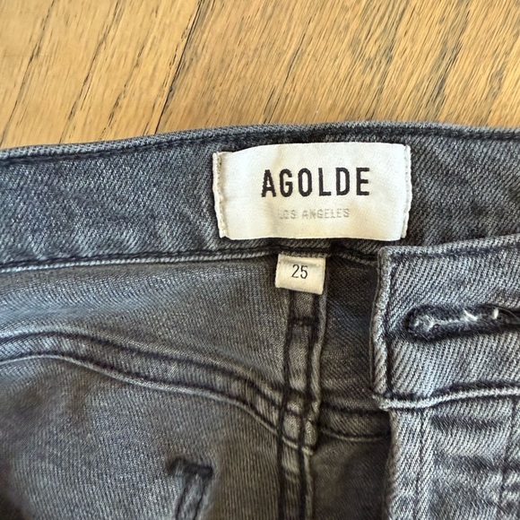 Agolde Nico High Rise Slim Women’s Gray Button Fly Denim Jeans Size 25 - Picture 3 of 11